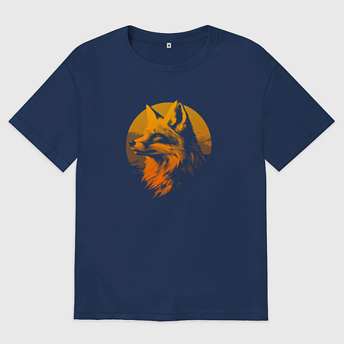 Женская футболка оверсайз Гордая лиса / Тёмно-синий – фото 1