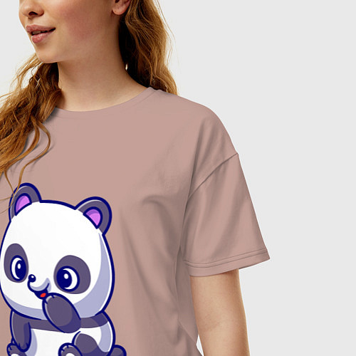 Женская футболка оверсайз Миленькая панда / Пыльно-розовый – фото 3