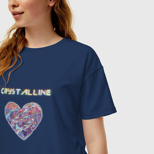 Женская футболка оверсайз Crystalline heart / Тёмно-синий – фото 3