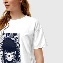 Футболка оверсайз женская Кибернетическая девушка-скелет, цвет: белый — фото 2