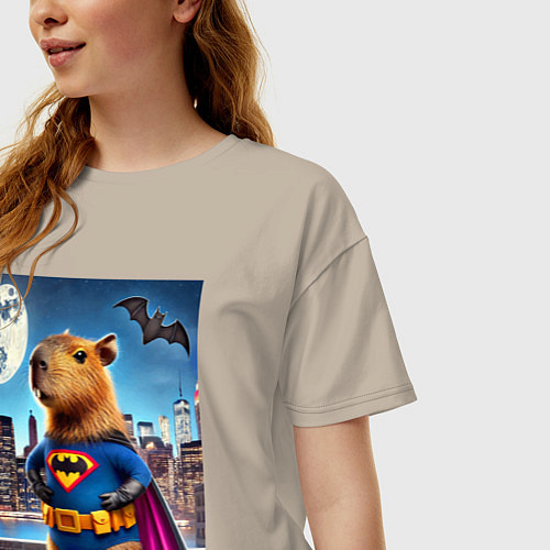 Женская футболка оверсайз Batcapy - ai art fantasy / Миндальный – фото 3