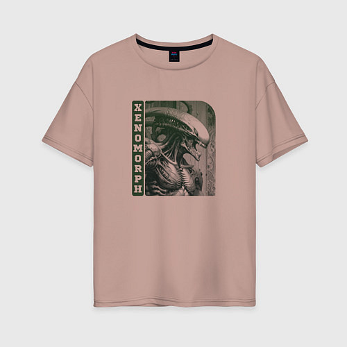 Женская футболка оверсайз Гуманоидообразный ксеноморф / Пыльно-розовый – фото 1
