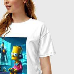 Футболка оверсайз женская Bart Simpson is an avid gamer, цвет: белый — фото 2
