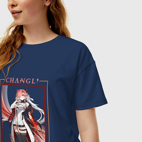 Женская футболка оверсайз Changli Eternal Blaze / Тёмно-синий – фото 3