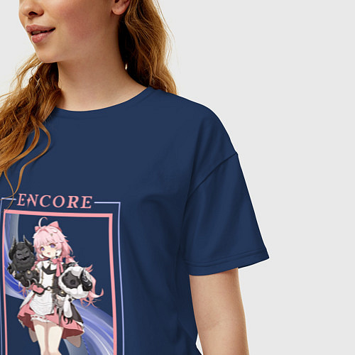 Женская футболка оверсайз Encore Woolycounting Game / Тёмно-синий – фото 3