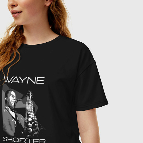 Женская футболка оверсайз Wayne Shorter tribute / Черный – фото 3