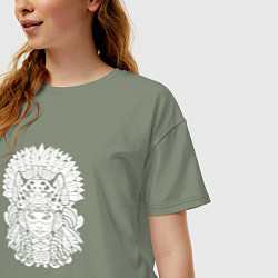 Футболка оверсайз женская Индейская принцесса ягуар, цвет: авокадо — фото 2