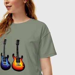 Футболка оверсайз женская Яркие гитары, цвет: авокадо — фото 2