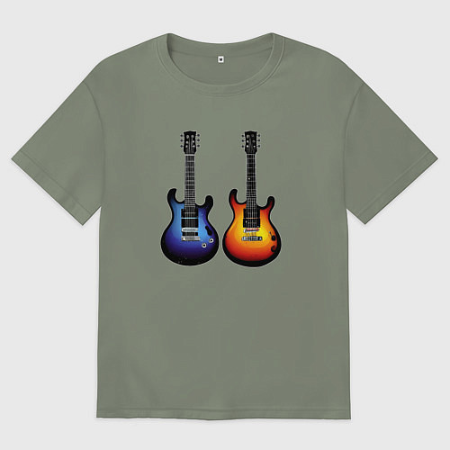 Женская футболка оверсайз Яркие гитары / Авокадо – фото 1