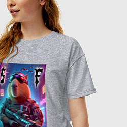 Футболка оверсайз женская Capybara soldier - special forces, цвет: меланж — фото 2