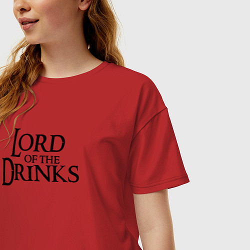 Женская футболка оверсайз Lord of the drinks logo / Красный – фото 3