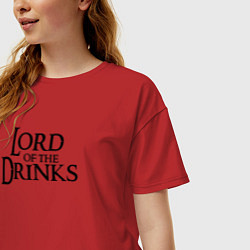 Футболка оверсайз женская Lord of the drinks logo, цвет: красный — фото 2