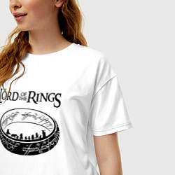 Футболка оверсайз женская Властелин колец - кольцо, цвет: белый — фото 2