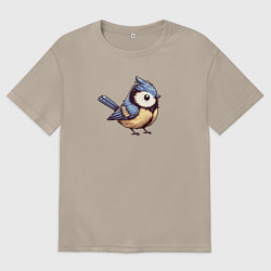 Футболка оверсайз женская Синичка, цвет: миндальный