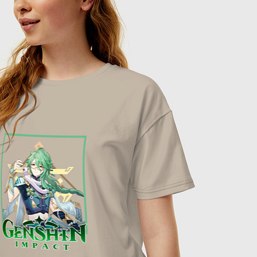 Женская футболка оверсайз Бай Чжу / Миндальный – фото 3