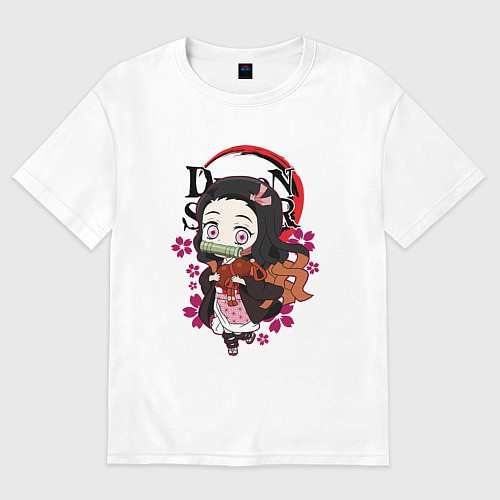 Женская футболка оверсайз Клинок рассекающий демонов Незуко каваи / Белый – фото 1