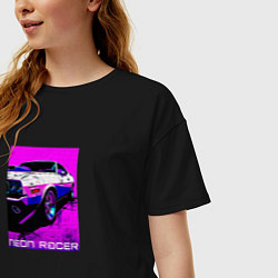 Футболка оверсайз женская Neon racer, цвет: черный — фото 2