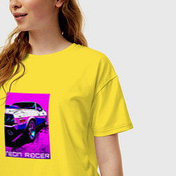 Футболка оверсайз женская Neon racer, цвет: желтый — фото 2