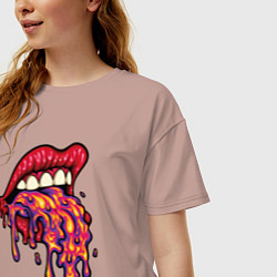 Футболка оверсайз женская Crazy lips, цвет: пыльно-розовый — фото 2