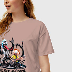 Футболка оверсайз женская Рок группа Рика-Венома и Морти, цвет: пыльно-розовый — фото 2