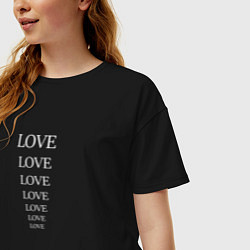 Футболка оверсайз женская Надпись love, цвет: черный — фото 2