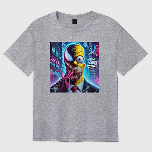 Женская футболка оверсайз Venom-Homer - collaboration / Меланж – фото 1