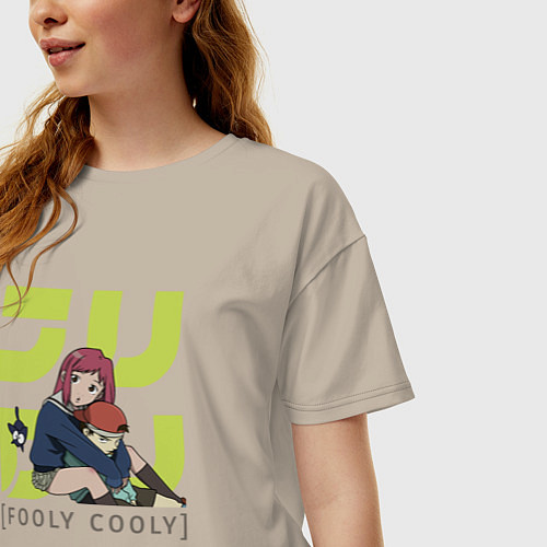 Женская футболка оверсайз FLCL / Миндальный – фото 3