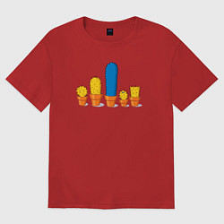 Футболка оверсайз женская Симпсоны кактусы, цвет: красный