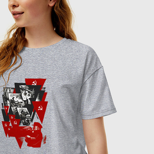 Женская футболка оверсайз Советская экономика - Ленин / Меланж – фото 3