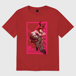 Футболка оверсайз женская Кролик Макима - Человек бензопила, цвет: красный