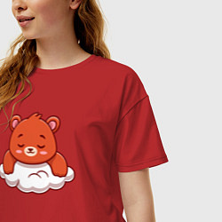 Футболка оверсайз женская Мишка на облаке, цвет: красный — фото 2