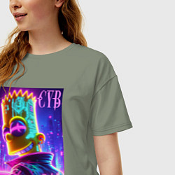 Футболка оверсайз женская Cyber Bart - neon glow, цвет: авокадо — фото 2