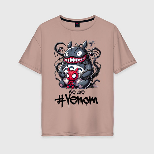 Женская футболка оверсайз Totoro-Venom and Spider-man / Пыльно-розовый – фото 1