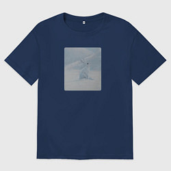 Женская футболка оверсайз Снежный белый заяц