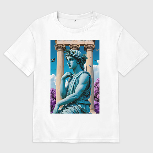 Женская футболка оверсайз Античный персонаж на фоне колонн / Белый – фото 1