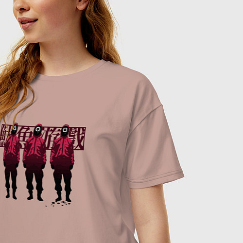 Женская футболка оверсайз Три солдата / Пыльно-розовый – фото 3