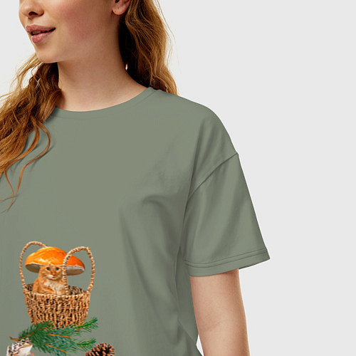 Женская футболка оверсайз Лесное приключение / Авокадо – фото 3