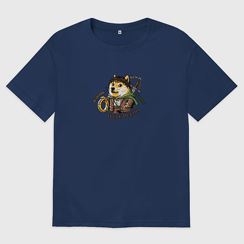 Женская футболка оверсайз Фродо Доггинс мем пародия на Властелина колец / Тёмно-синий – фото 1