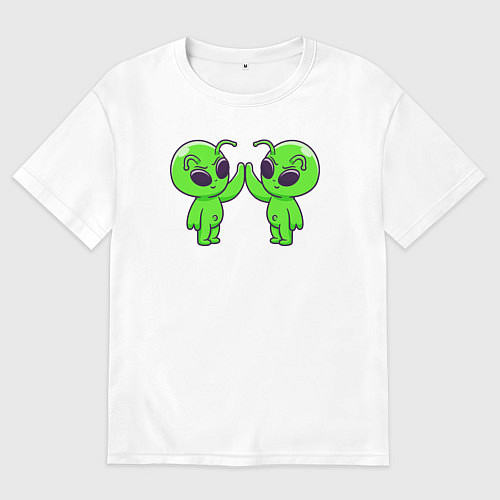 Женская футболка оверсайз Пришелец дай пять / Белый – фото 1