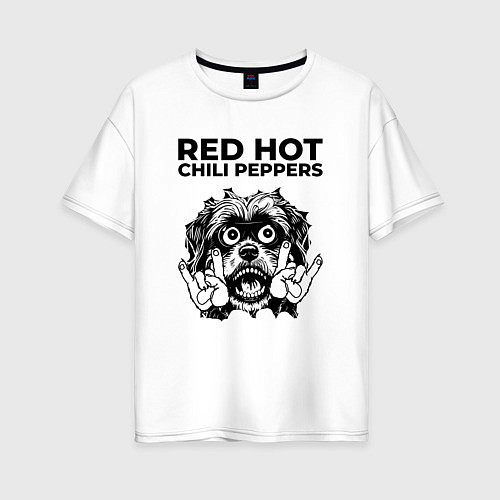 Женская футболка оверсайз Red Hot Chili Peppers - rock dog / Белый – фото 1