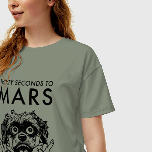 Женская футболка оверсайз Thirty Seconds to Mars - rock dog / Авокадо – фото 3