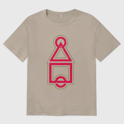 Женская футболка оверсайз Символы игры в кальмара / Миндальный – фото 1