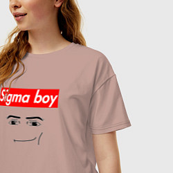 Футболка оверсайз женская Sigma boy roblox face - gaming meme collab, цвет: пыльно-розовый — фото 2