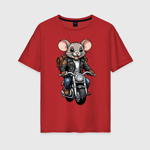 Женская футболка оверсайз Biker mice / Красный – фото 1