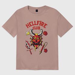 Футболка оверсайз женская Stranger things - hellfire club, цвет: пыльно-розовый