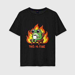 Женская футболка оверсайз Frog - this is fine