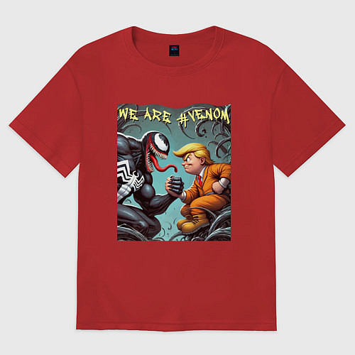 Женская футболка оверсайз Donald Trump and Venom - ai art fantasy / Красный – фото 1