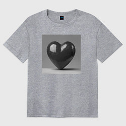 Футболка оверсайз женская Большое чёрное сердце, цвет: меланж