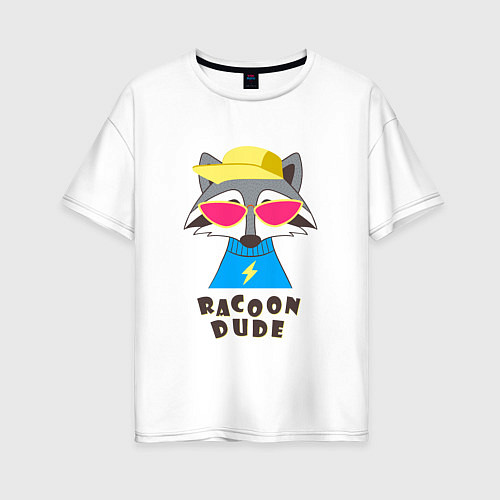 Женская футболка оверсайз Чува енот / Белый – фото 1