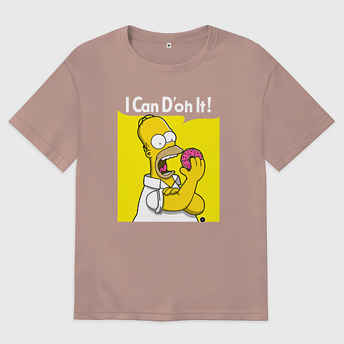 Женская футболка оверсайз Гомер с пончиком / Пыльно-розовый – фото 1